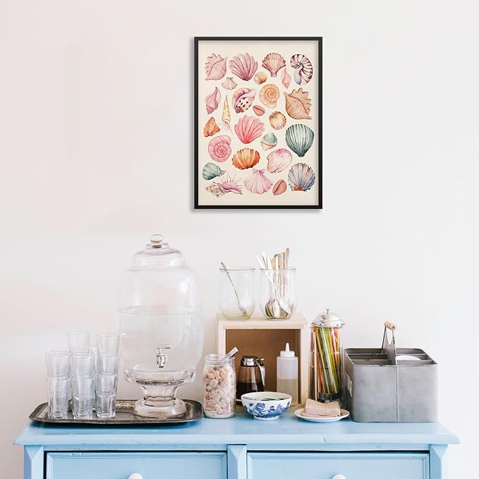 Pink Seashell Posters Coastal Cowgirl Canvas Wall Art Trendy Beach Starfish