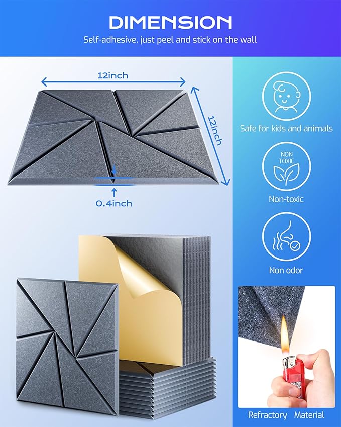 22 Pack Acoustic Panels, Sound Proof Foam Panels