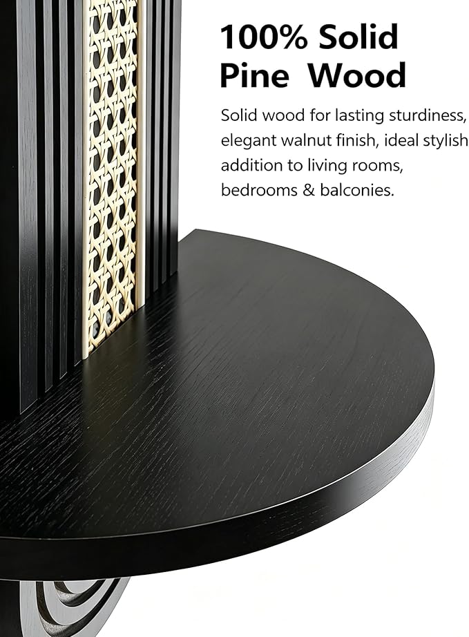 Floating Shelves for Wall, Boho Home Wall Decor, Rattan Plant Shelf Set of 2