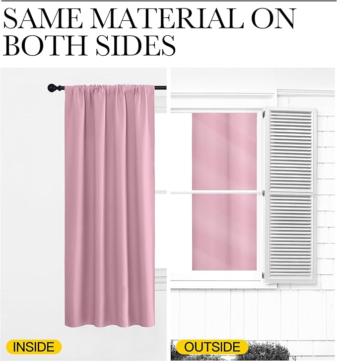 NICETOWN RV Blackout Curtains for Camper Windows, Rouge Pink, Short Blackout
