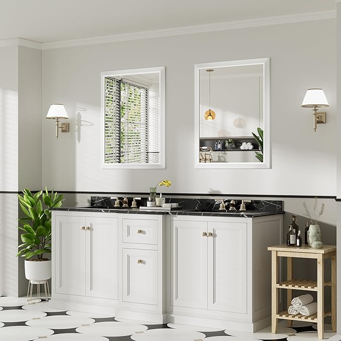 28x36 Inch White Bathroom Mirror