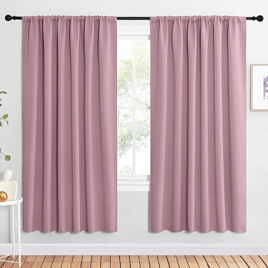 NICETOWN 2 Panels Blackout Curtains, Rod Pocket Window Curtains Room Darkning