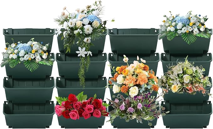 16 Pack Vertical Garden Planter, 13 inch Wall Mounted Planter