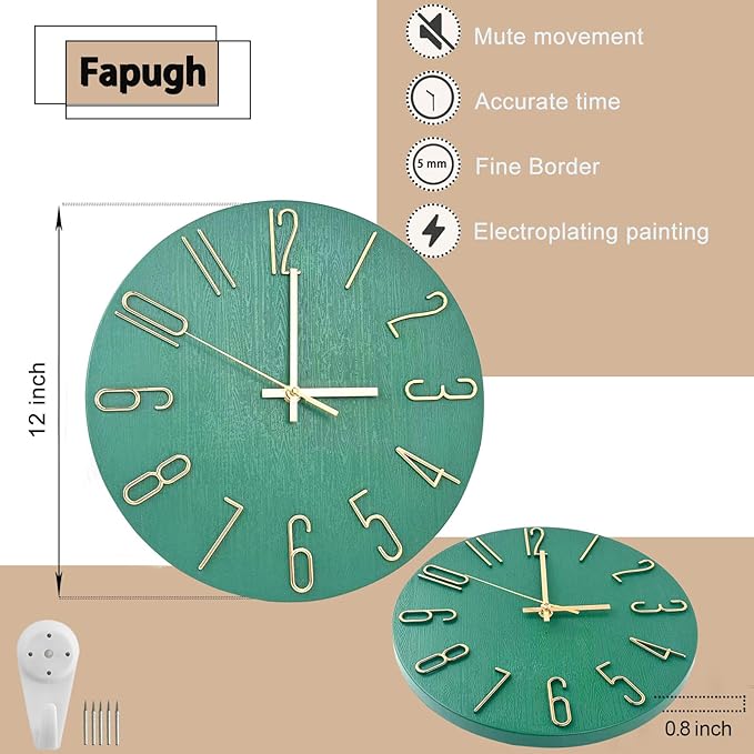 Wall Clock, Silent Clock, Wall Clocks Battery Operated， 12 inch Modern Wall
