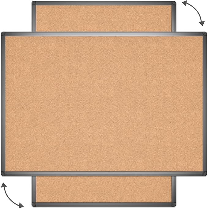 VIZ-PRO Cork Notice Board, 48 X 32 Inches, Cork Bulletin Board