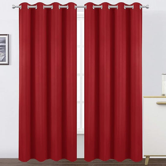 LEMOMO Blackout Curtains 52 x 84 inch/Bright Red Curtains Set of 2