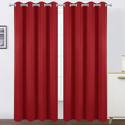 LEMOMO Blackout Curtains 52 x 95 inch/Bright Red Curtains Set of 2