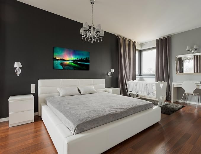 S01950 Wall Art Aurora scenery Painting on Canvas Stretched and Framed Canvas