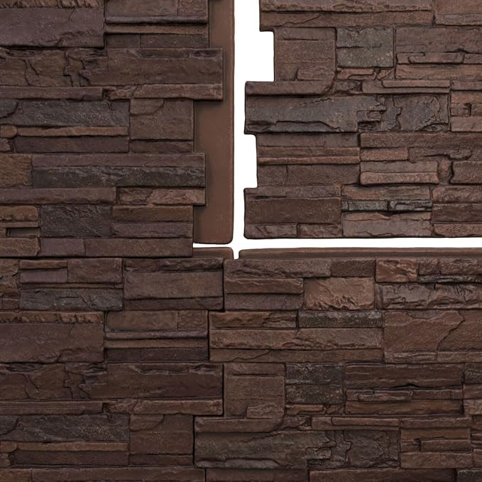 EverStone Cascade Faux Stone Panel, 48 5/8"W x 24 3/4"H x 1 1/4"D, Deep Creek