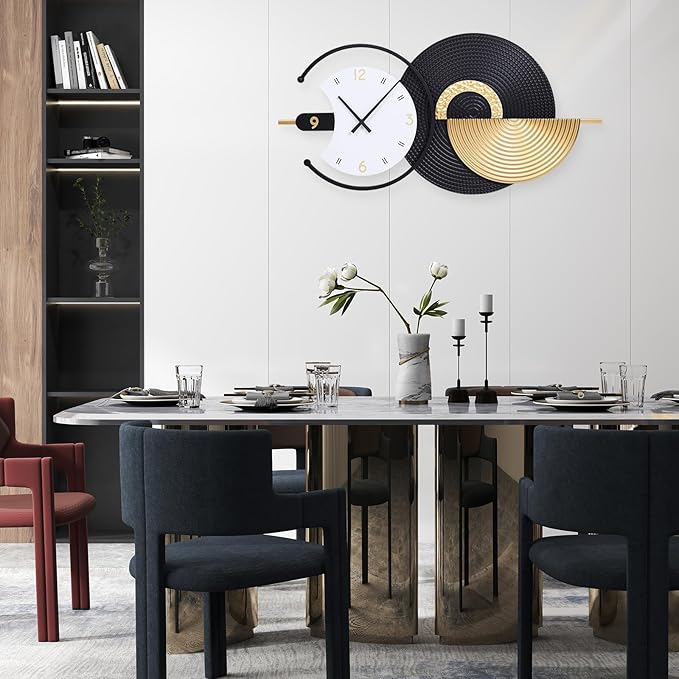 Large Wall Clock Geometric Oversize Modern Clocks Battery Operated Gold Iron