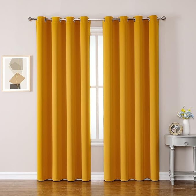 ChrisDowa Room Darkening Curtains 108 Inches Long 2 Panels Set