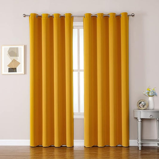 ChrisDowa Room Darkening Curtains 108 Inches Long 2 Panels Set