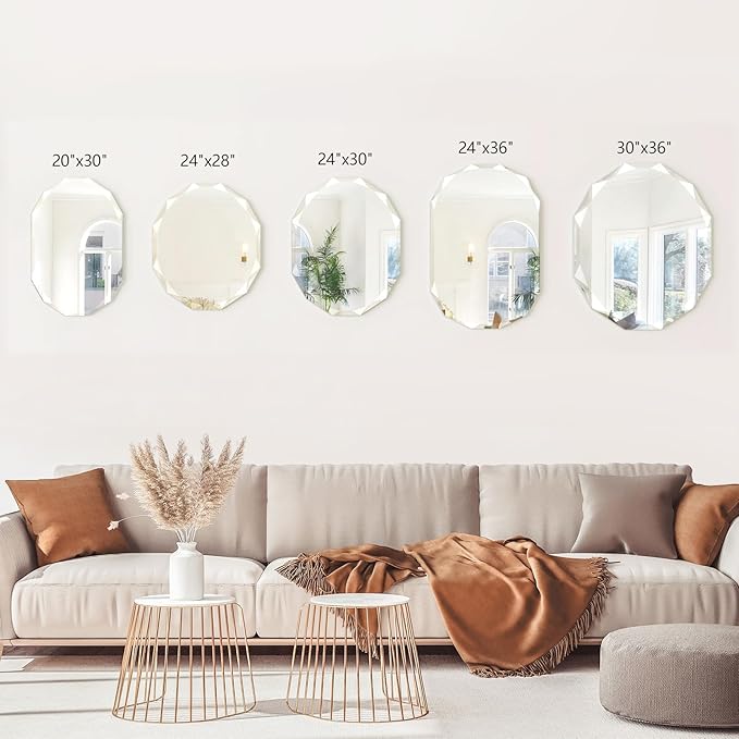 Bathroom Mirrors for Over Sink, Round Frameless Mirrors for Wall, 20x30 Inch
