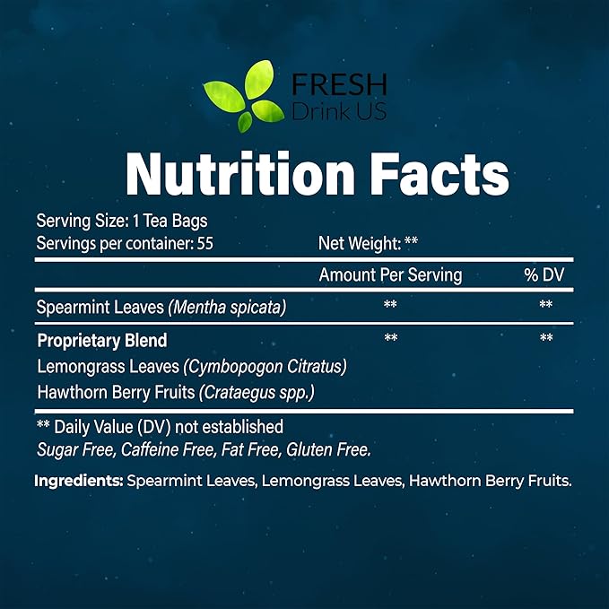 FreshDrinkUS, Premium 135 Tea Bags Better Sleep Herbal Tea | Caffeine-Free Loose Leaf Blend with Spearmint Leaves, Lemongrass Leaves, and Hawthorn Berry – Naturally Refreshing and Aromatic.