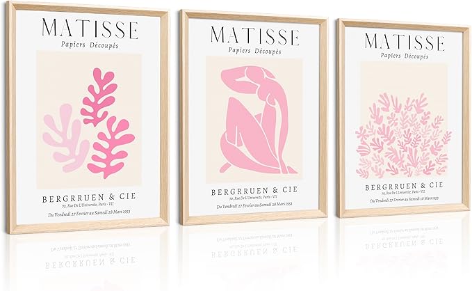 Framed Matisse Pink Canvas Wall Art, Abstract Matisse Canvas Wall Decor