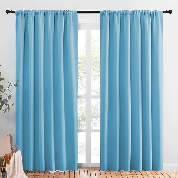 NICETOWN Living Room Curtains, Teal Blue, 1 Pair, 70 x 84-inch, Home
