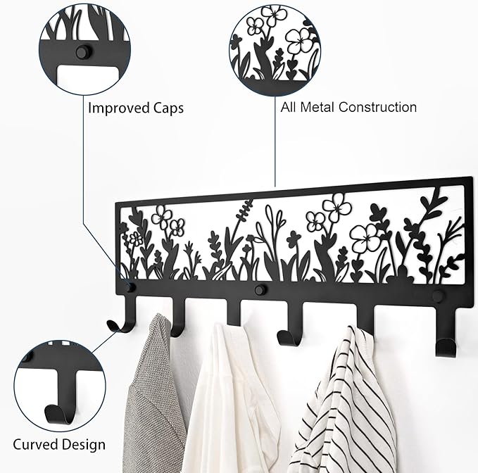 Floral Wall Mounted Coat Rack