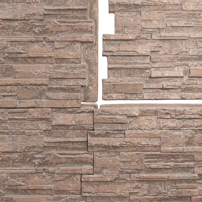 EverStone Cascade Faux Stone Panel, 48 5/8"W x 24 3/4"H x 1 1/4"D, Mount Vernon