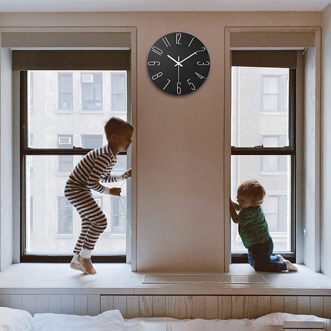 Wall Clock, Silent Clock, Wall Clocks Battery Operated， 12 inch Modern Wall