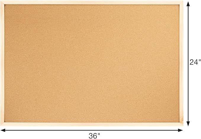 OWLKELA 24'' x 36'' Cork Board Bulletin Board, Wooden Framed Corkboard