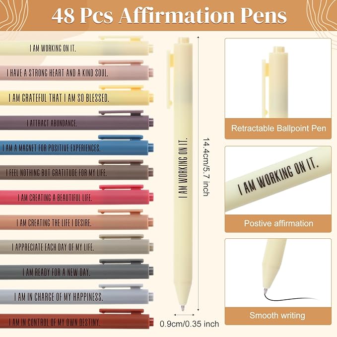 Kosiz 96 Pcs/48 Set Positive Affirmation Gifts Gratitude Spiral Notebooks with Pens Motivational Encouragement Notepads Daily Affirmations Journal for Women Valentine Galentine Gifts (Rainbow)