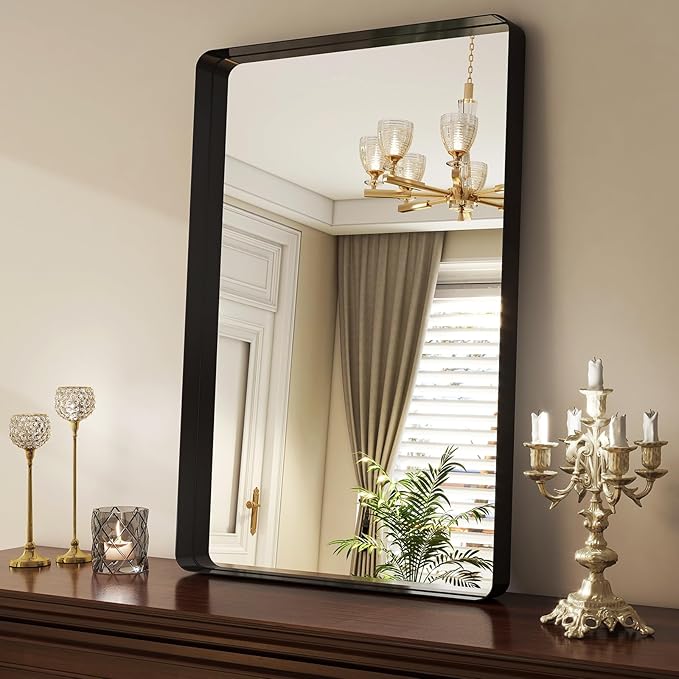 36x24 Inch Black Bathroom Mirror