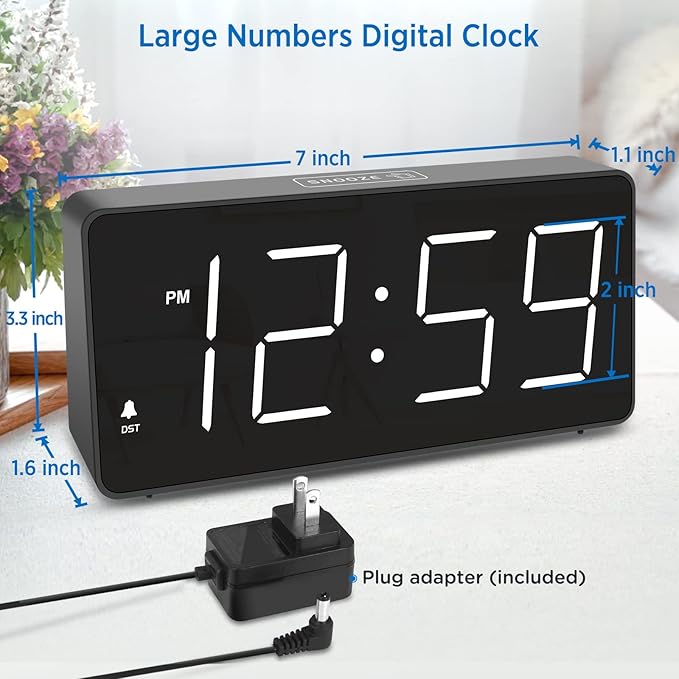 Peakeep Digital Alarm Clock for Bedroom Bedside, Loud Alarm Clock for Heavy