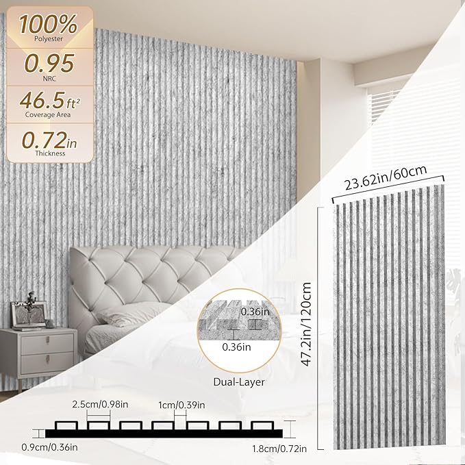 RITOLLO 6 Pack Bilayer Thickened-Sound Proof Wall Panels 47.2"x23.6"x0.72" High