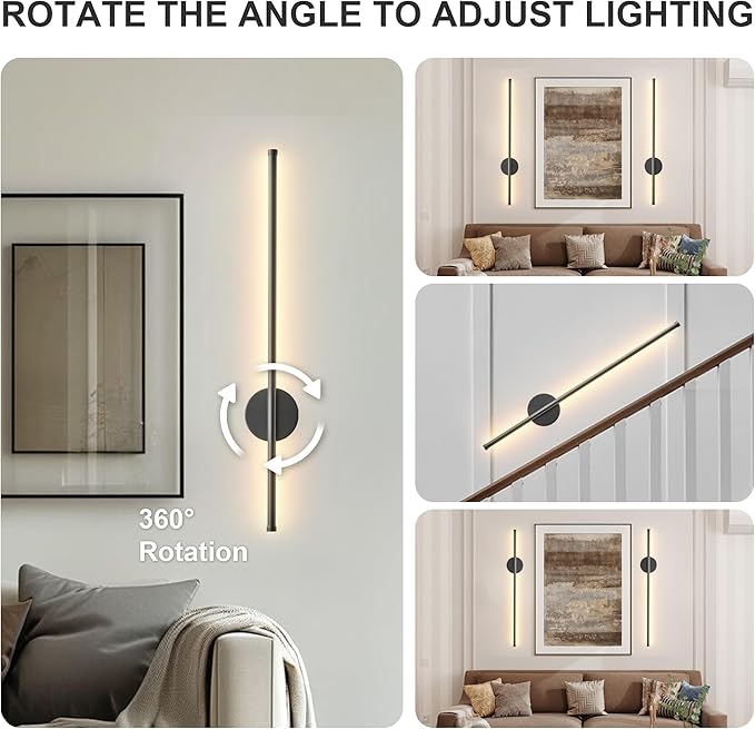 Battery Operated Modern Wall Sconces Set of Two, Rechargeable Wireless Wall