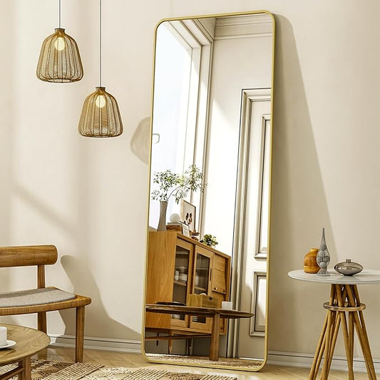 XRAMFY 56"x21" Floor Full Length Mirror Standing Full Body Rounded Corner