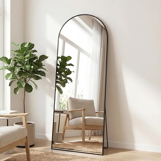 Sweetcrispy 56"x21" Arched Full Length Mirror, Leaning or Standing Full Body
