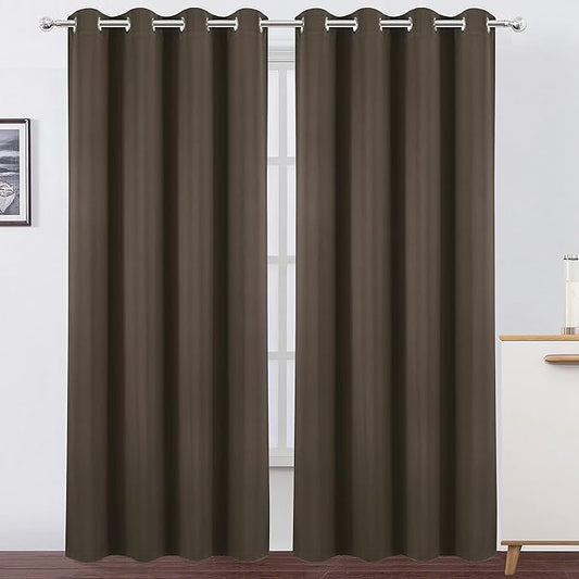 LEMOMO Blackout Curtains 66 x 84 inch/Chocolate Brown Curtains Set of 2