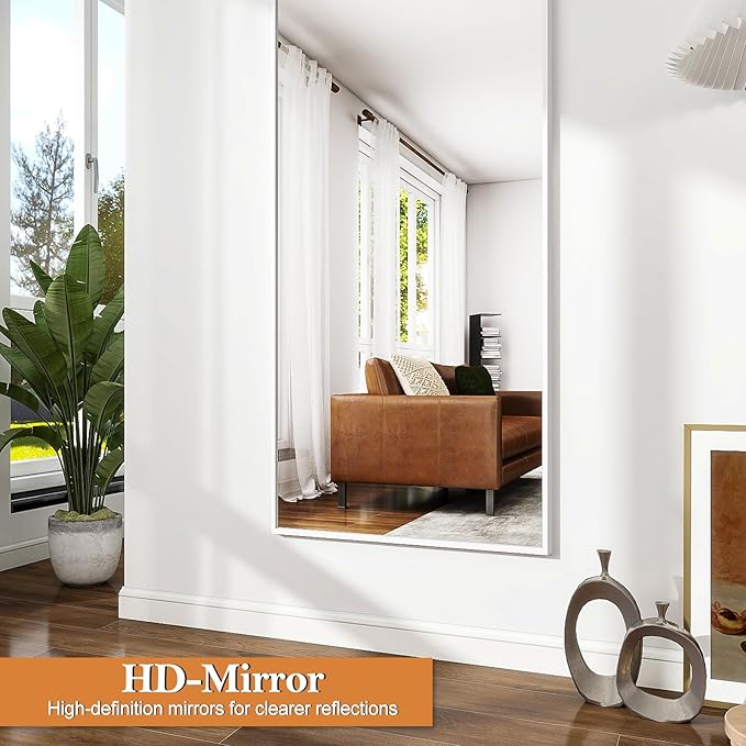 Rowjut Floor Mirror Arched Full Length Mirrors, Living Room, Aluminum Frame