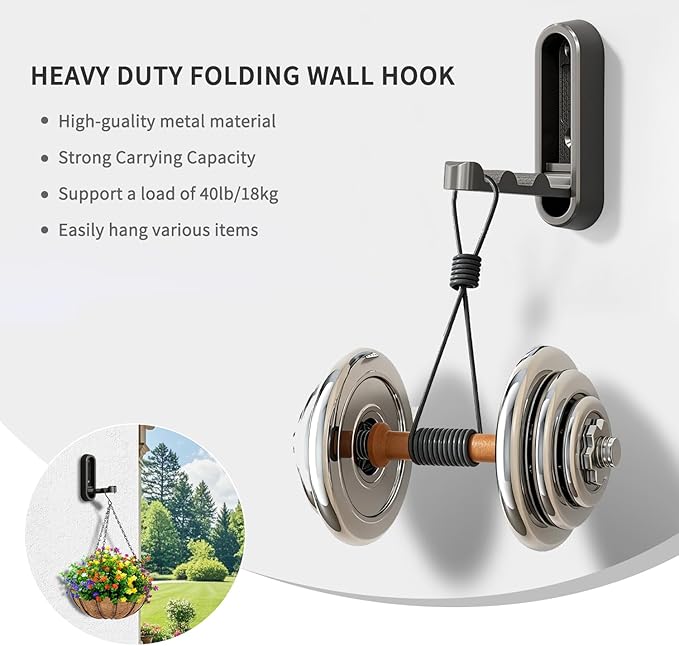 6PCS Foldable Wall Hooks, Zinc Alloy Flip Down Hooks, Retractable Wall Hooks
