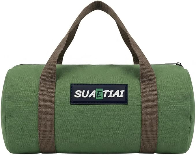 14 Inch Small Tool Bags for Men, Wide Mouth Zipper Storage Bag, Large Capacity Canvas Tool Tote Bag, Portable Multi-Function Tool bag for Storage Wrenches, Screwdrivers, Repair Tools (Green)