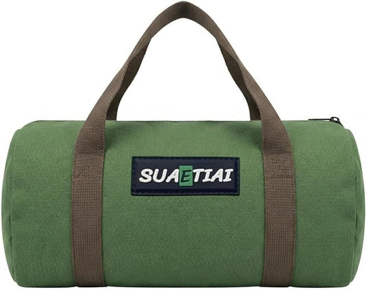 12 Inch Small Tool Bags for Men, Wide Mouth Zipper Tool Storage Bag, Large Capacity Canvas Tool Tote Bag, Multi-Function Tool bag for Storage Wrenches, Screwdrivers, Repair Tools (Green)