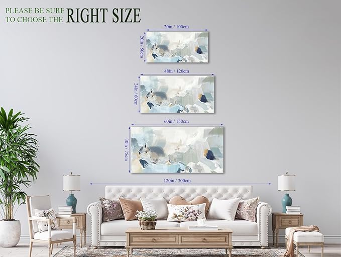 Abstract Canvas Wall Art Contemporary Teal Abstract Pictures Painting Modern Bluish Green Canvas Prints Turquoise Artwork Wall Decor for Living Room Bedroom Home Office Wall Decoration 24x48in