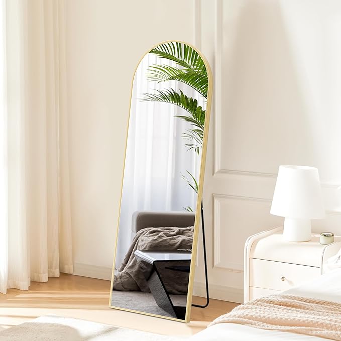 Sweetcrispy 59"x16" Arched Full Length Mirror, Leaning or Standing Full Body