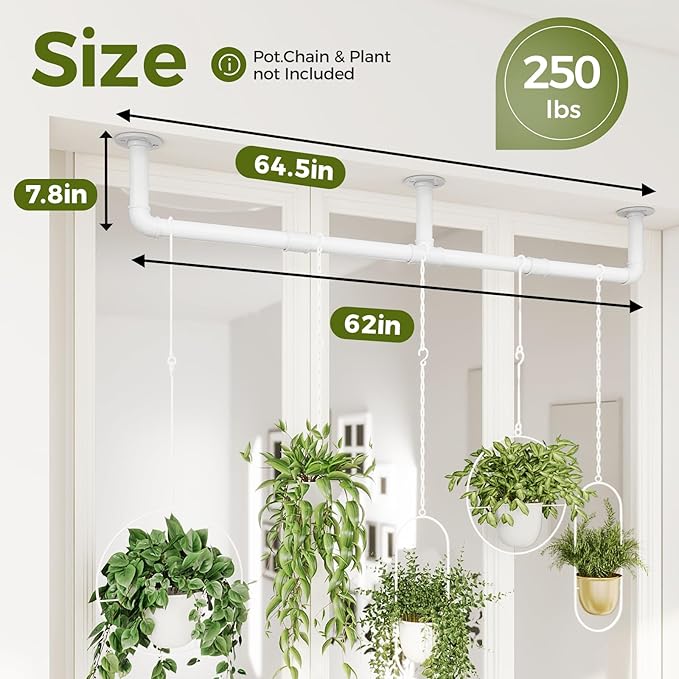 Bamworld Window Plant Hanger Indoor 63in 2PCS Hanging Planters