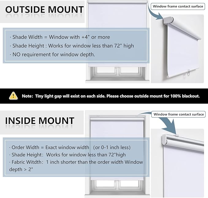 AOSKY Cordless Roller Shades Blackout Blinds