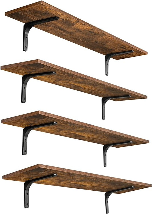 DINZI LVJ Long Wall Shelves, 31.5Inch Wall Mounted Shelves Set of 4, Extra