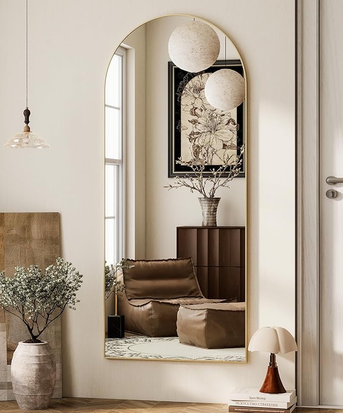 HARRITPURE 64"x21" Arched Full Length Mirror Free Standing Leaning Hanging