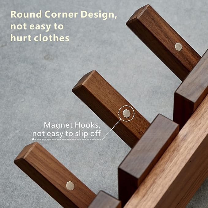QUELLANCE Wooden Coat Hooks Wall Mounted, Coat Rack Hanger Wall Mount