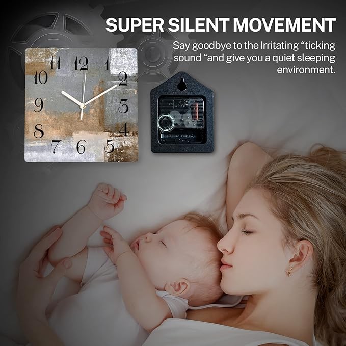 ArtSocket Wooden Wall Clock Silent Non-Ticking, Battery Operated