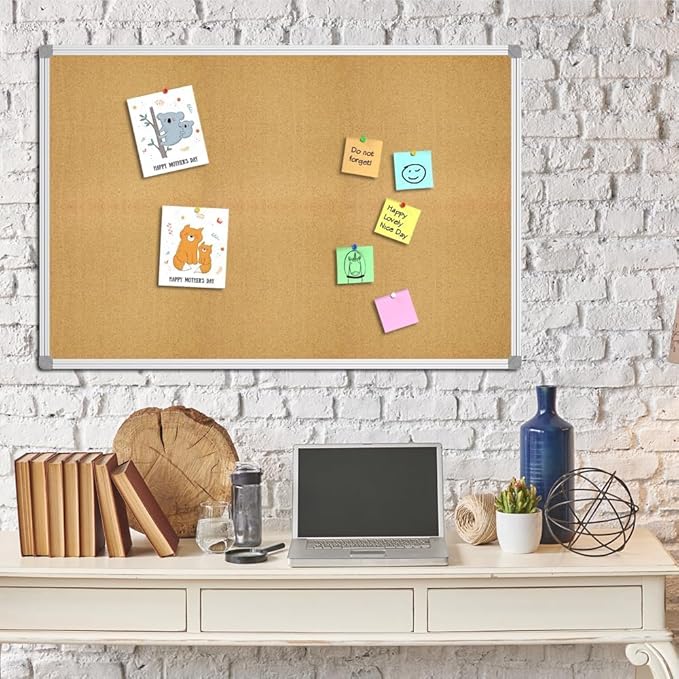 Lockways Large Cork Board Bulletin Board, Bulletin CorkBoard 72 x 36 Inch