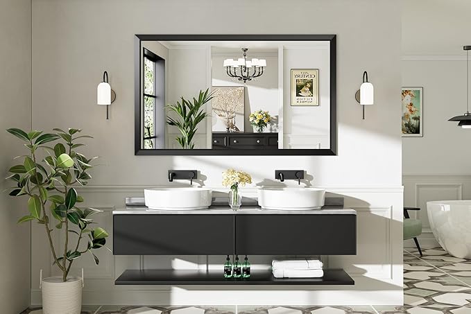 Briivue 60x36 Inch Black Bathroom Mirror