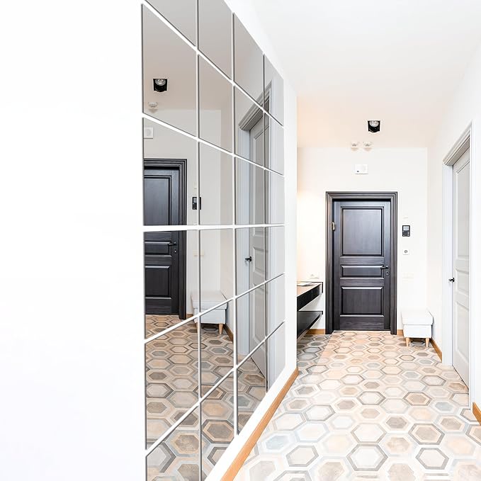 TRAHOME Home Gym Mirror Tiles for Wall, Living Room, Over The Door