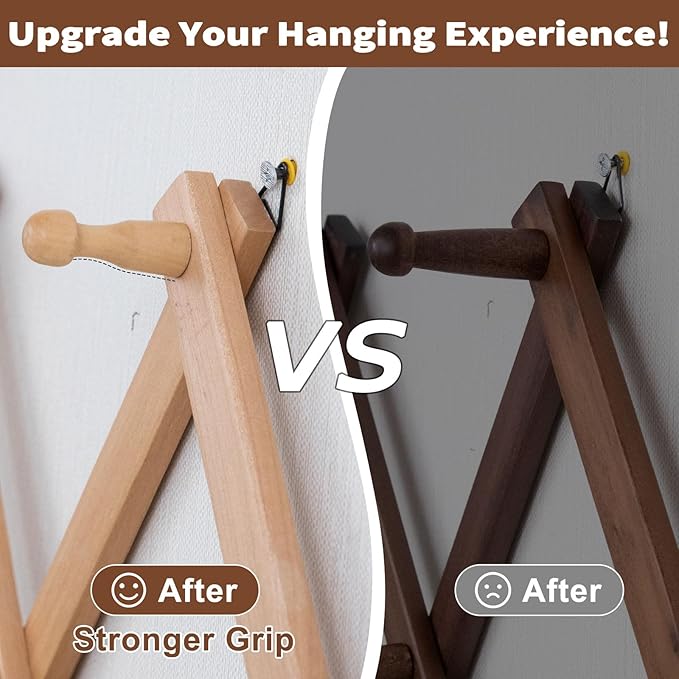 SCUNDA Wall Rack with 10 Hooks, Wooden Wall Expandable Coat Rack