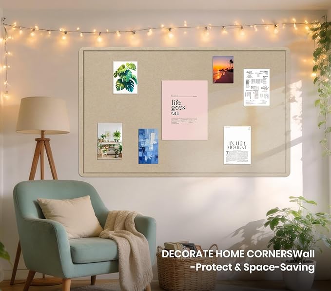 Large Bulletin Board, 48 X 36 inches Felt Board Notice Pin Board, Self-Adhesive