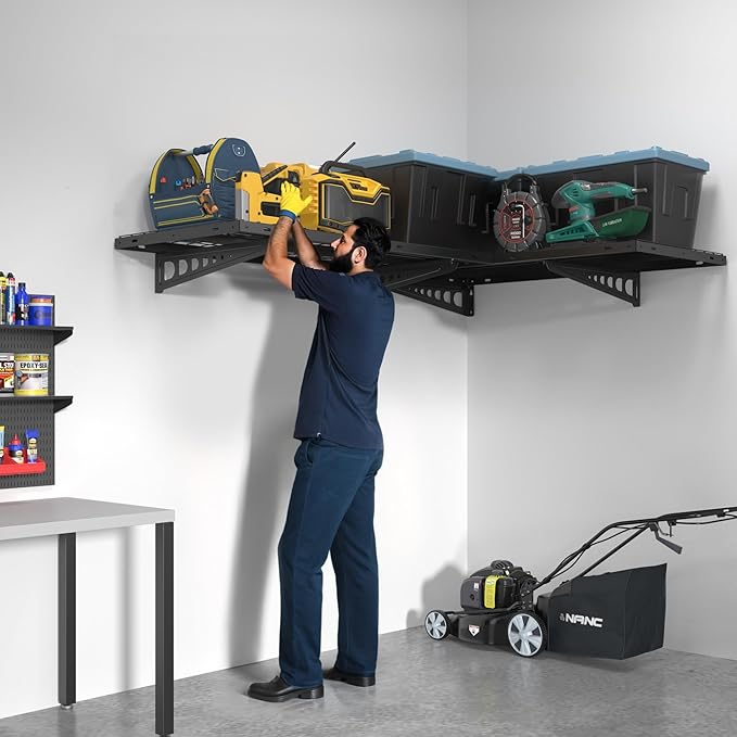 FLEXIMOUNTS 2 Pack 2x4ft Corner Wall Shelving Garage Storage Rack, 24x48 inch